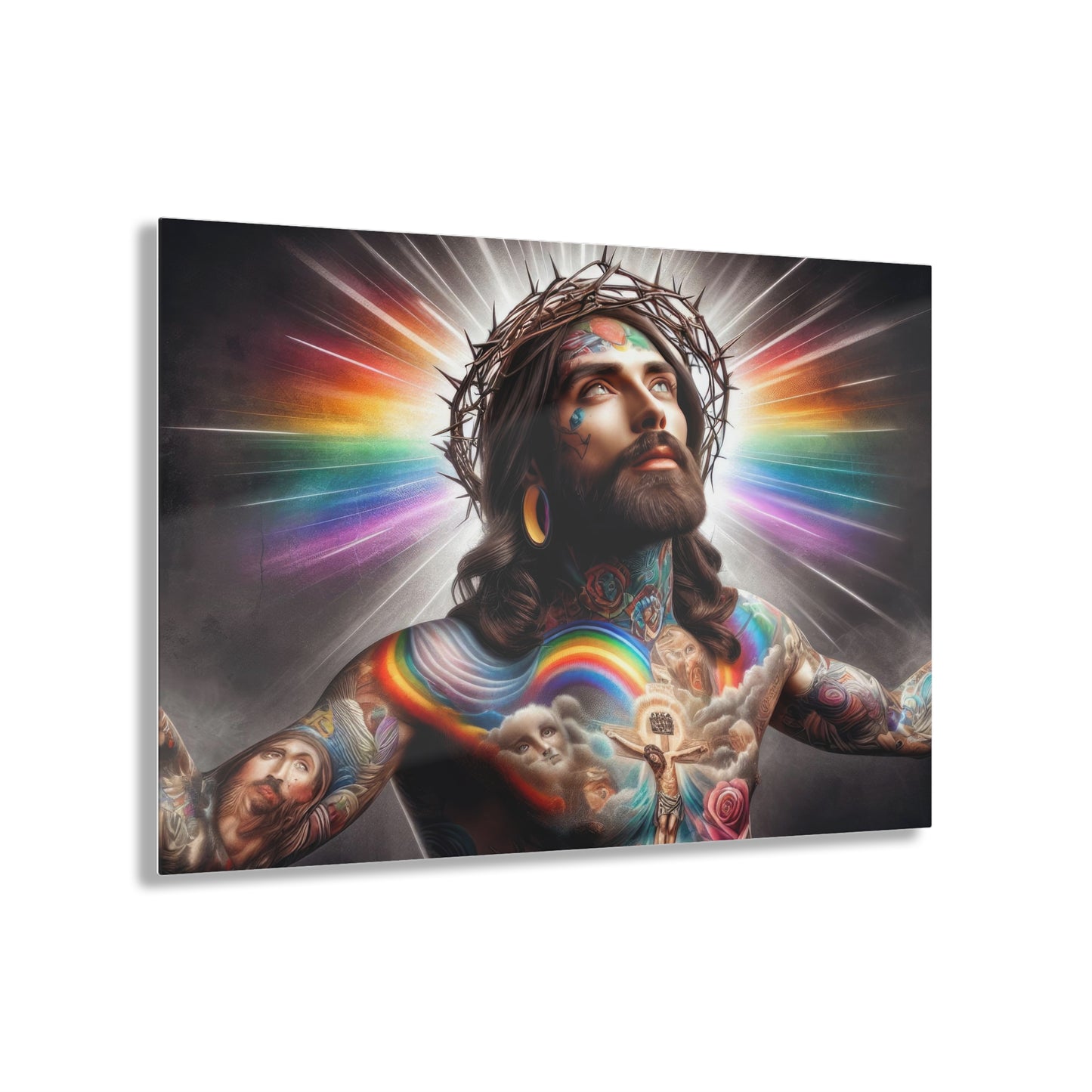 Rainbow Redemption: Jesus' Artistic Expression Acrylic Print