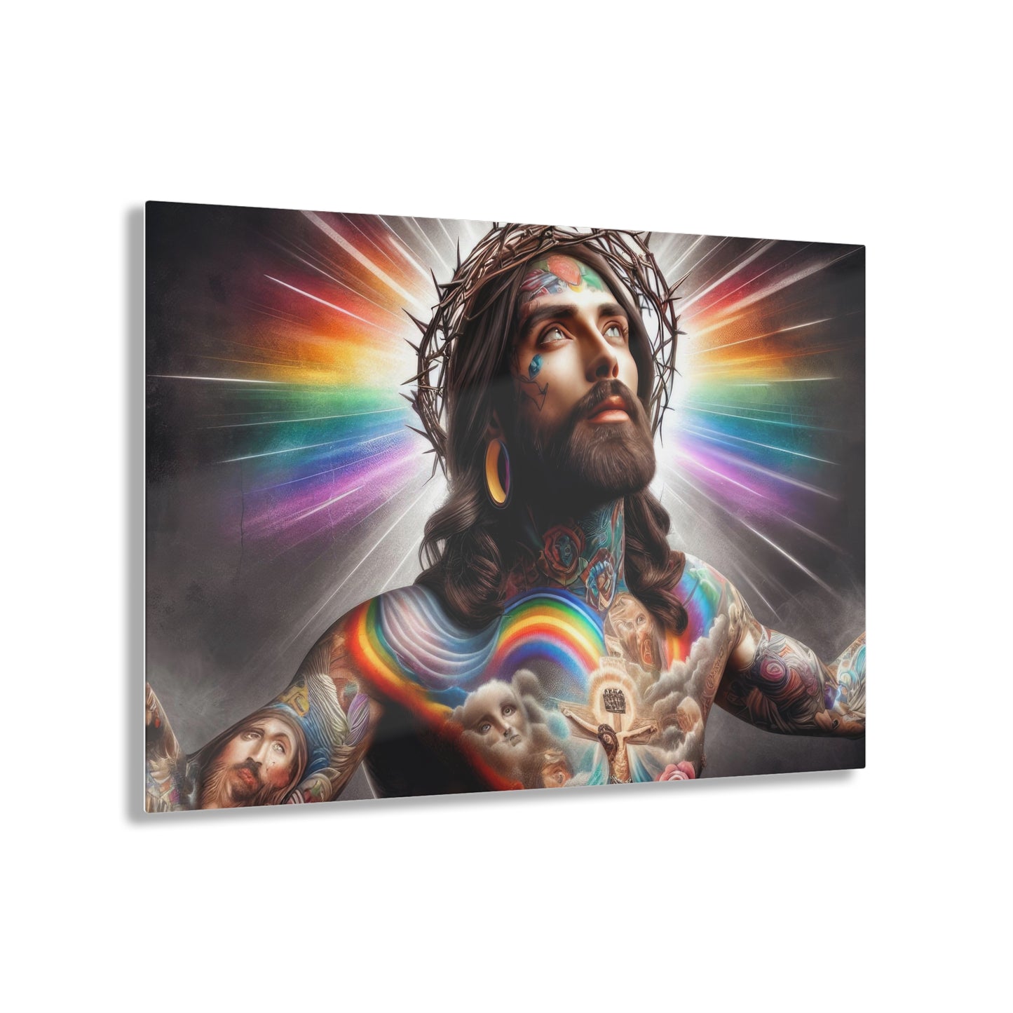 Rainbow Redemption: Jesus' Artistic Expression Acrylic Print