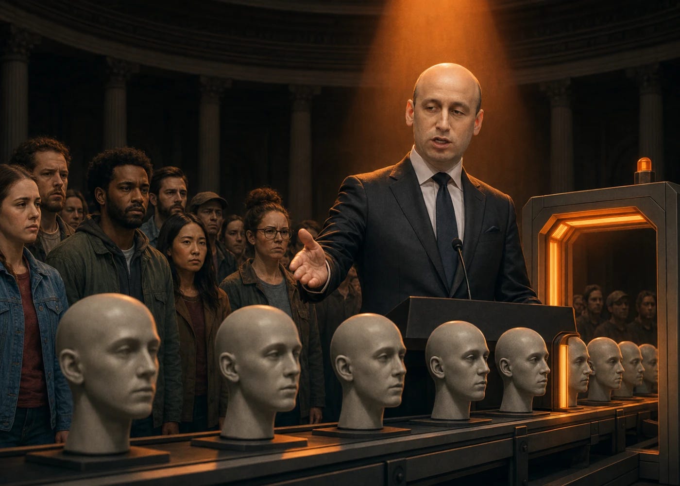 Illustrated cover for Stephen Miller’s New Terrorism Test: Do You Look Normal to Stephen Miller?